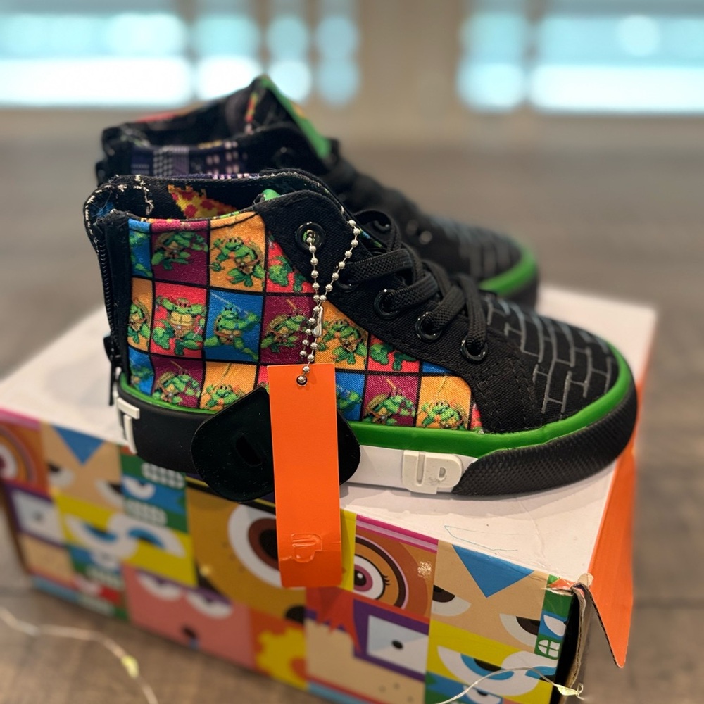 Colorful High-Top Sneakers with Cartoon Design